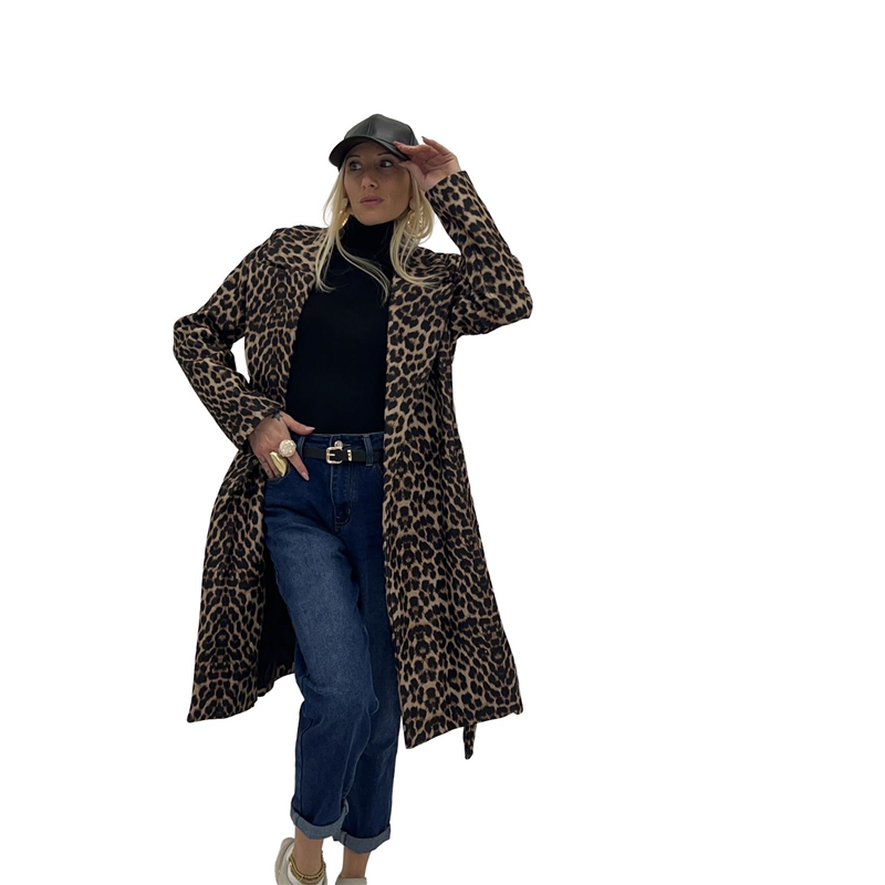 cappotto lungo con stampa leopardata albor